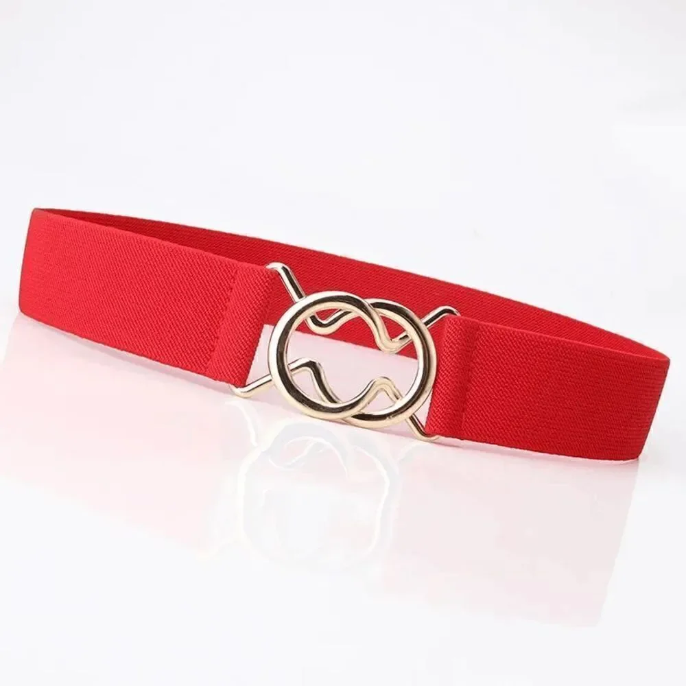  Ladies Red Ladies Fashionable Oval Round Belt - Picture 2 of 4